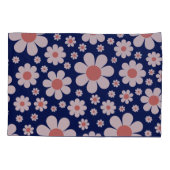 Housse D'oreillers Retro Daisy Motif Blue (Dos)