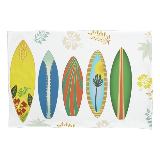 Housse D'oreillers Retro Gold Tropical Coastal Surfboards (devant)
