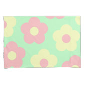 Housse D'oreillers Retro Pastel Jaune Rose Fleurs mignonnes (devant-Droit)