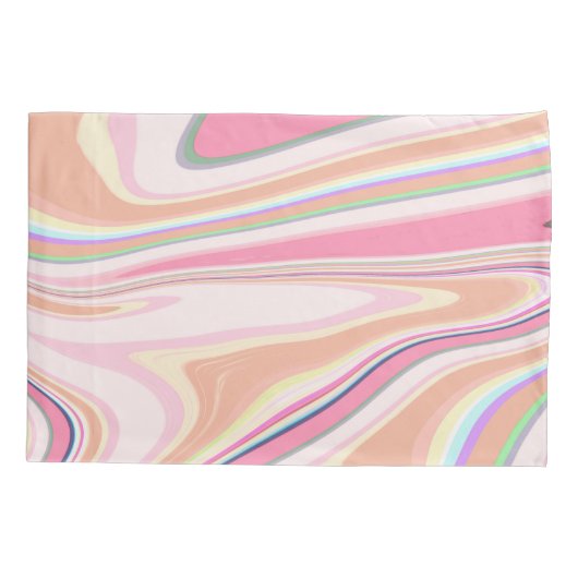 Housse D'oreillers Retro Pink Swirl Liquid Painting Aesthetic Design (Dos)
