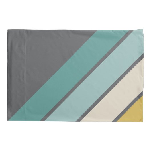Housse D'oreillers Retro Stripe - turquoise et or - avec nom monogram (Dos)