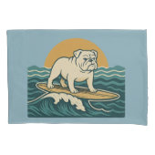 Housse D'oreillers Retro Surfing Dog -Reversible Surfboard Print Blue (devant)