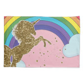 Housse D'oreillers Retro Unicorn Rainbow & Gold Stars (Dos)