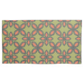 Housse D'oreillers Retro Vert et Orange Abstrait motif floral (devant-gauche)