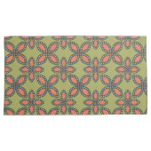 Housse D'oreillers Retro Vert et Orange Abstrait motif floral (devant-Droit)