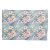Housse D'oreillers Rêve contemporain rose & bleu Floral (Dos)