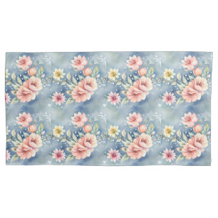 Housse D'oreillers Rêve contemporain rose & bleu Floral