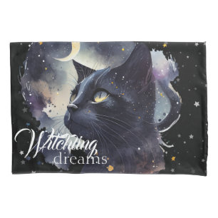 Housse D'oreillers Rêves de cuisine Chat noir et étoiles