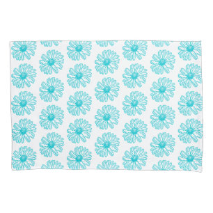 Housse D'oreillers Robin Egg Blue Daisy Print, Hippie Flowers Motif