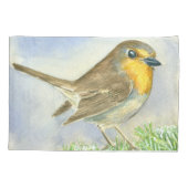 Housse D'oreillers Robin sur une branche de genévrier dépoli (Dos)