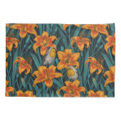 Housse D'oreillers Robins et fleurs de lys, orange et bleu (Dos-gauche)