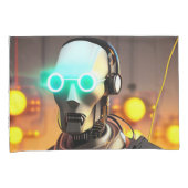 Housse D'oreillers Robot 2 blanc standard pilotis paire (devant-Droit)