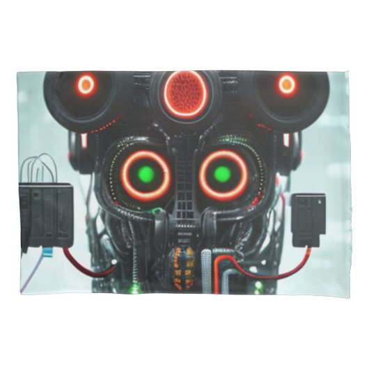 Housse D'oreillers Robot 3 coussin standard blanc (devant)