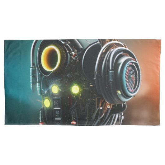 Housse D'oreillers Robot 5 blanc king oreiller (devant)