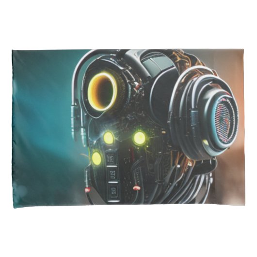 Housse D'oreillers Robot 5 blanc standard pilotis paire (devant-Droit)