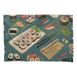 Housse D'oreillers Rolls De Sushi : Coloré Sans Couleur Vintage.