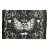 Housse D'oreillers Romance gothique victorienne Ailes du crâne et ros (Dos)