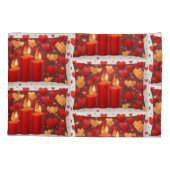 Housse D'oreillers "Romantic Red & Gold Candlelight with Hearts – Sea (Dos)