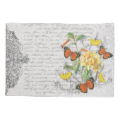 Housse D'oreillers Romantique Ephemera Papillons Floral Script frança (Dos)