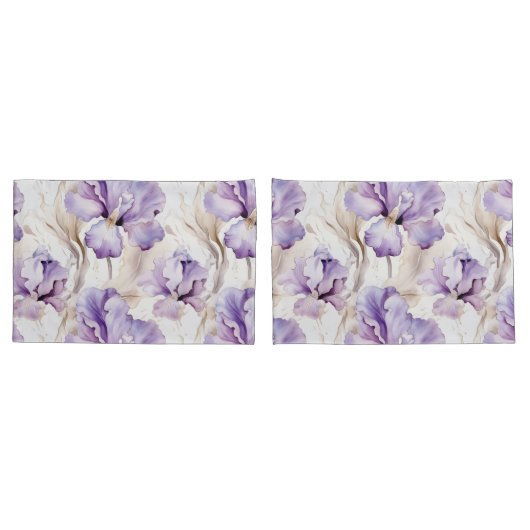 Housse D'oreillers Romantique violet Iris Floral (Dos-Set)