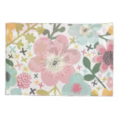 Housse D'oreillers Rose Bleu Jaune Floral moderne (Dos)