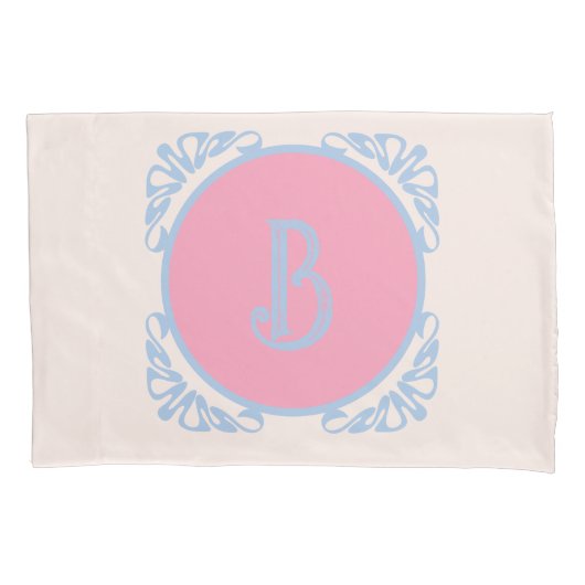 Housse D'oreillers Rose et bleu personnalisés (devant)