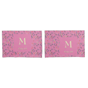 Housse D'oreillers Rose FLORAL   MONOGRAMME   Écriture