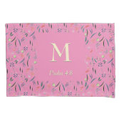 Housse D'oreillers Rose FLORAL | MONOGRAMME | Écriture (devant-gauche)