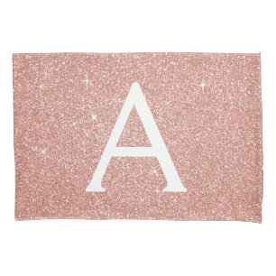 Housse D'oreillers Rose Gold Sparkle Parties scintillant Monogramme N