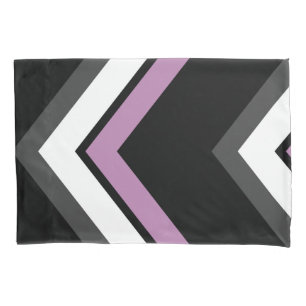 Housse D'oreillers Rose, noir, gris et blanc Chevron