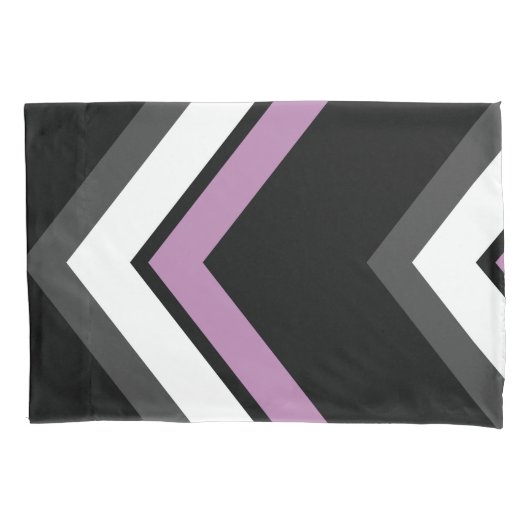 Housse D'oreillers Rose, noir, gris et blanc Chevron (devant)