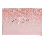 Housse D'oreillers Rose Parties scintillant or Blush Ombre Monogram (devant)