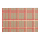 Housse D'oreillers Rose, Pêche et Brown Plaid (devant-Droit)