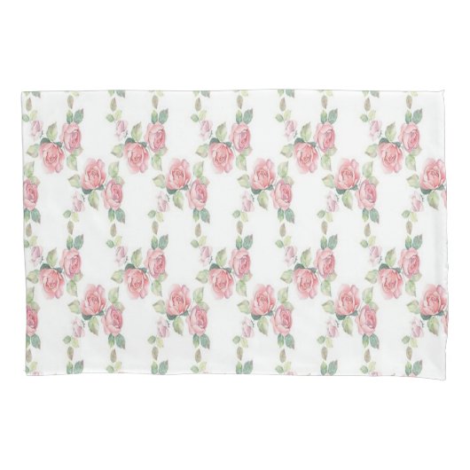Housse D'oreillers Rose Rose Floral Vert Feuille Coque Coussin (devant)