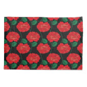 Housse D'oreillers Rose rouge sur oreiller noir (Dos)