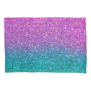 Housse D'oreillers Rose Turquoise Aqua Bleu & Violet Pailleté scintil