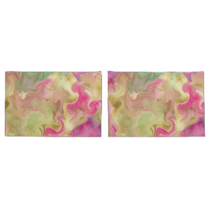 Housse D'oreillers rose, vert, or, marbre encre coussin coques