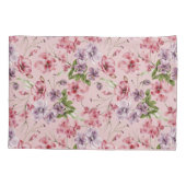 Housse D'oreillers Rose Violet Vert Floral Verdure Élégant (Dos-gauche)