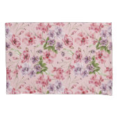 Housse D'oreillers Rose Violet Vert Floral Verdure Élégant (devant-gauche)