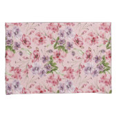 Housse D'oreillers Rose Violet Vert Floral Verdure Élégant (devant-Droit)