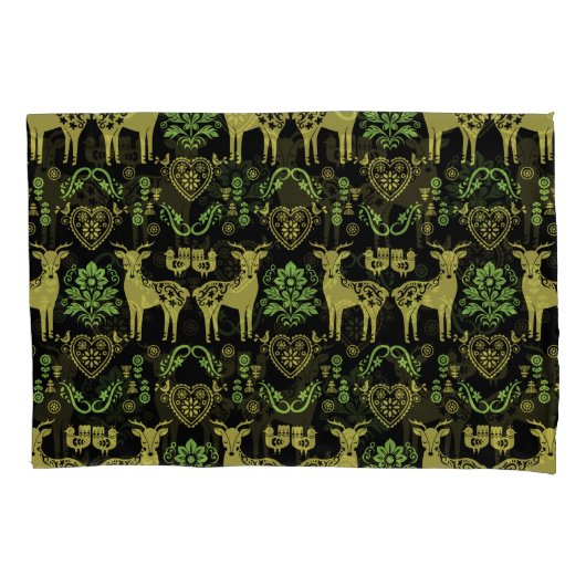 Housse D'oreillers Rosemaling Norwegian Folk Art (devant)