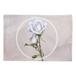 Housse D'oreillers Roses Blanches Douces Romantiques Élégant Glam Flo