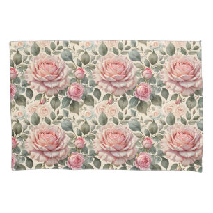 Housse D'oreillers Roses de chou géant rose et blanc