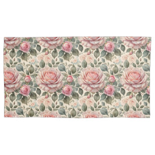Housse D'oreillers Roses de chou géant rose et blanc