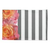 Housse D'oreillers Roses de limonade rose & Gris blanc épais (Dos)