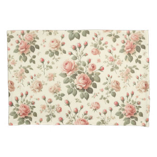 Housse D'oreillers Roses roses roses sur crème Coque Coussin Vintage