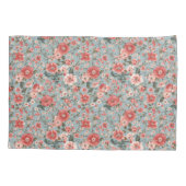 Housse D'oreillers Roses roses sur Bleu Anglais chalet (Dos)