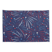 Housse D'oreillers Rouge Blanc Bleu Étoiles de feux d'artifice (Dos-Droit)