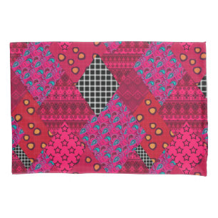 Housse D'oreillers Rouge Crimson coloré patchwork