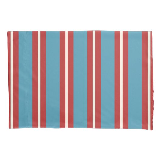 Housse D'oreillers Rouge et Bleu vif Motif rayé Design moderne (devant-gauche)